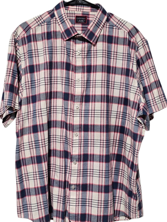 UNTUCKit Other - Untuckit 100% Cotton Red & Blue Plaid Short Sleeve Button Down Size XXL